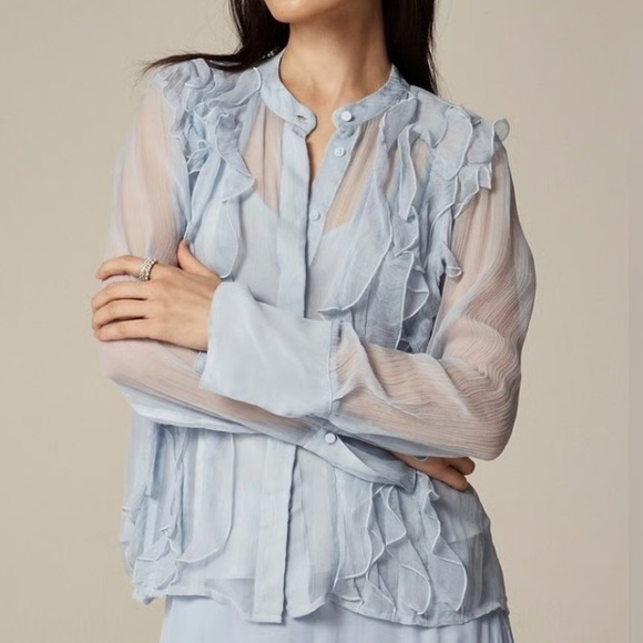 J. CREW LORELAI RUFFLE CUPRO BLACK - 0 (USED BLUE FOR MODEL) - Picture 2 of 8